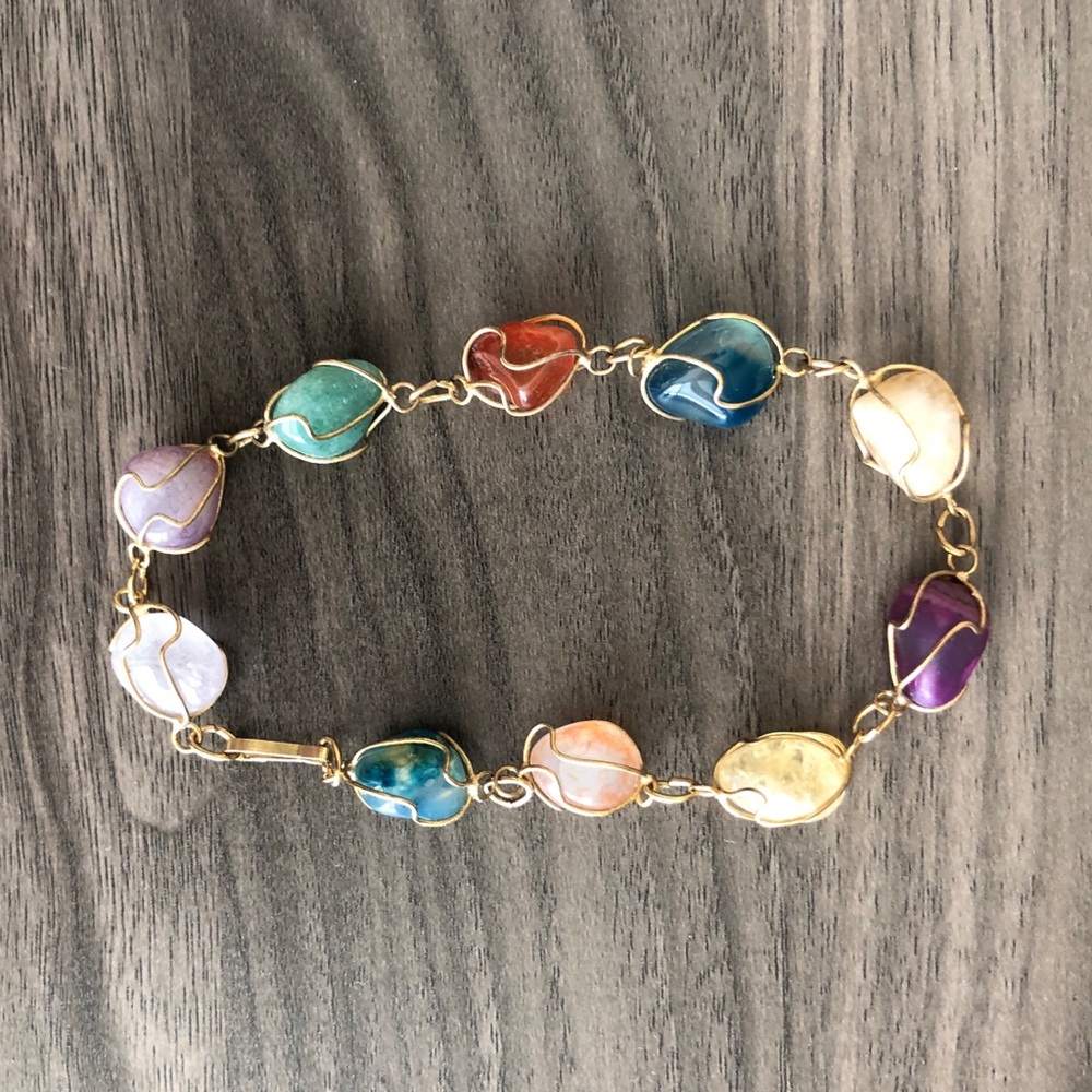 Set of 3 Brazilian bracelets with various gemstone
